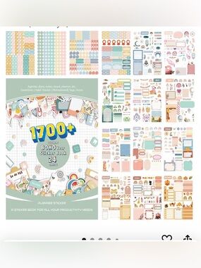 1700+ Boho Planner Sticker Book - Pastel Mint, Peach, Blue